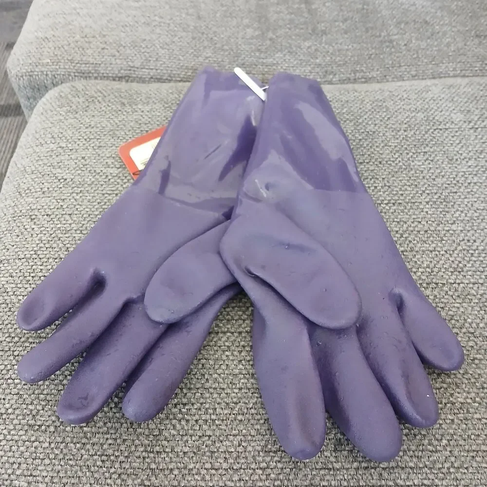 Vtg NOS Brawny Purple Work Gloves Deadstock Garden Cotton Lined  L/XL